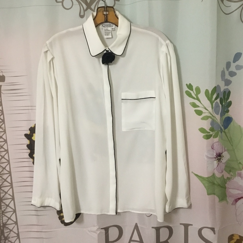 Vintage Campus Casuals of California Long Sleeve Business Casual Blouse ~ Small